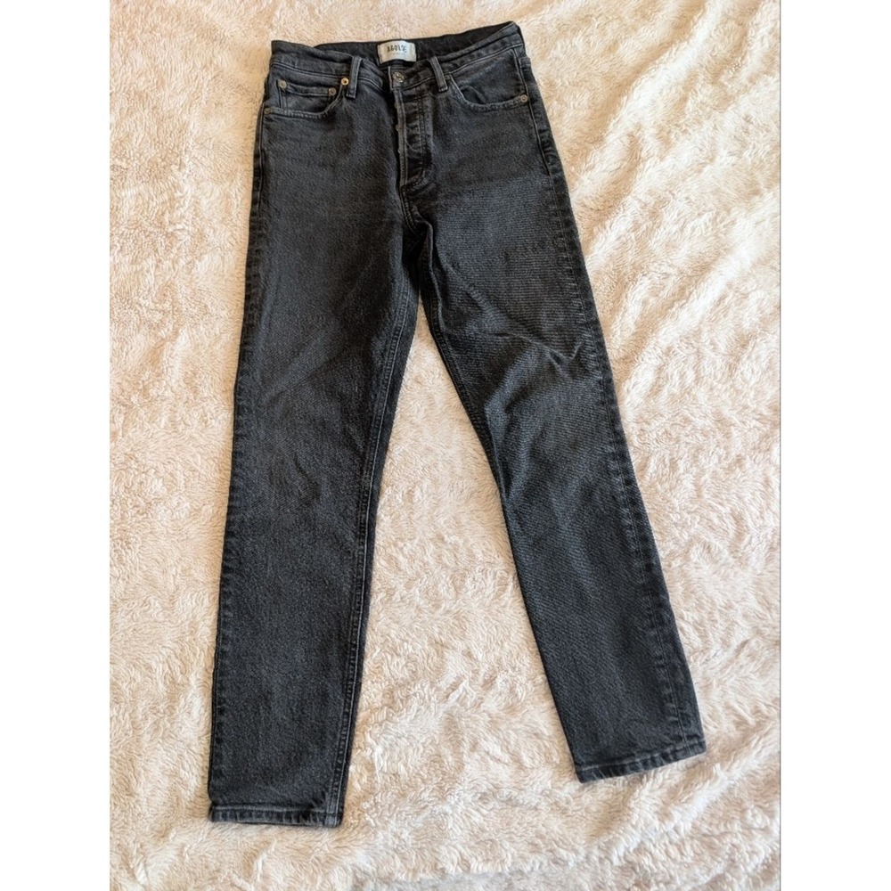 AGOLDE Nico High‎ Rise Slim Fit Jeans Faded Black Button Fly A093-1286 Size 26